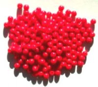 200 4mm Opaque Red Round Glass Beads